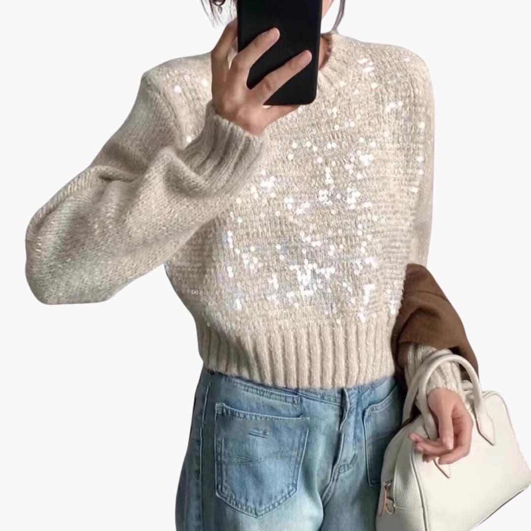 Pullover aus Strick für Damen mit Rundhalsausschnitt und strukturierter Oberfläche