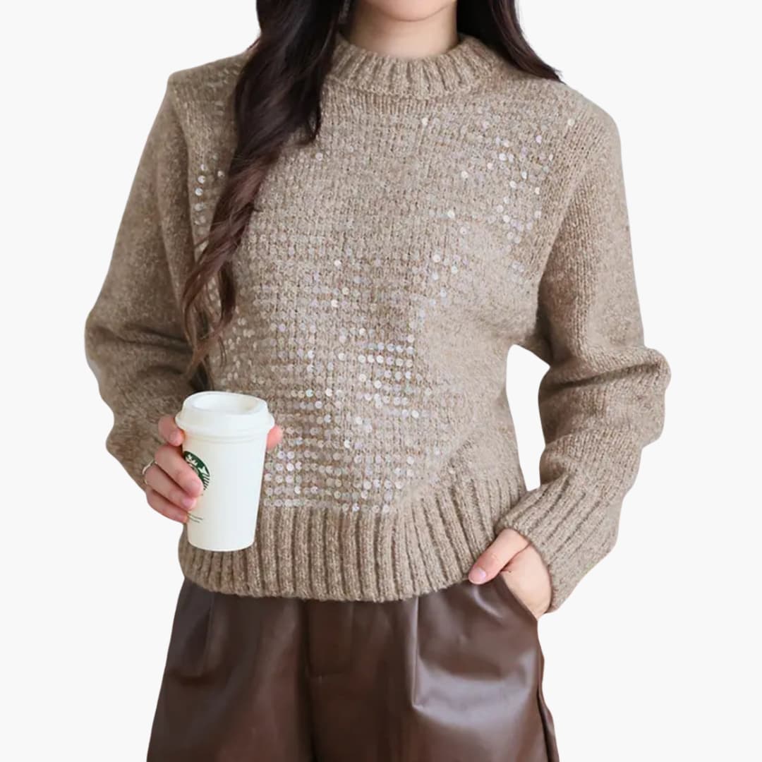 Pullover aus Strick für Damen mit Rundhalsausschnitt und strukturierter Oberfläche