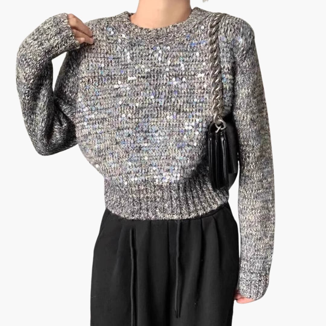 Pullover aus Strick für Damen mit Rundhalsausschnitt und strukturierter Oberfläche