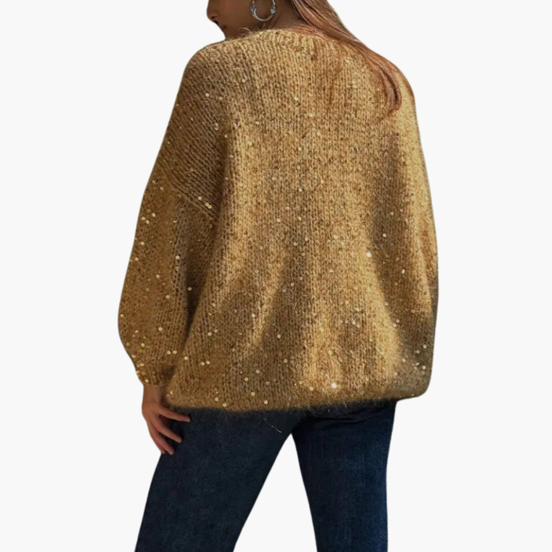 Pull en maille pour femme avec manches larges et surface à motif
