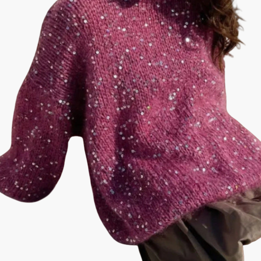 Pull en maille pour femme avec manches larges et surface à motif