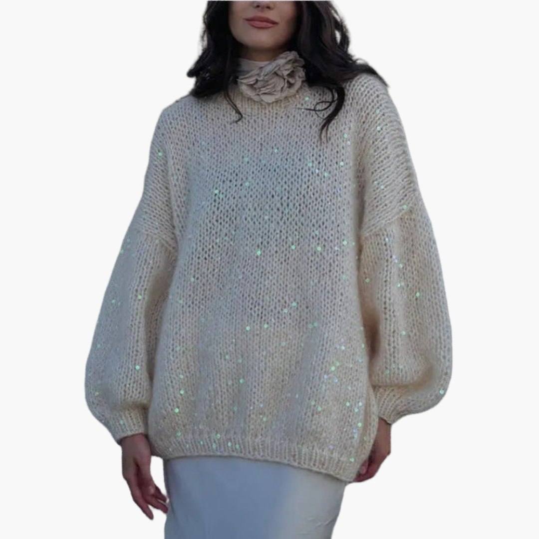 Pull en maille pour femme avec manches larges et surface à motif