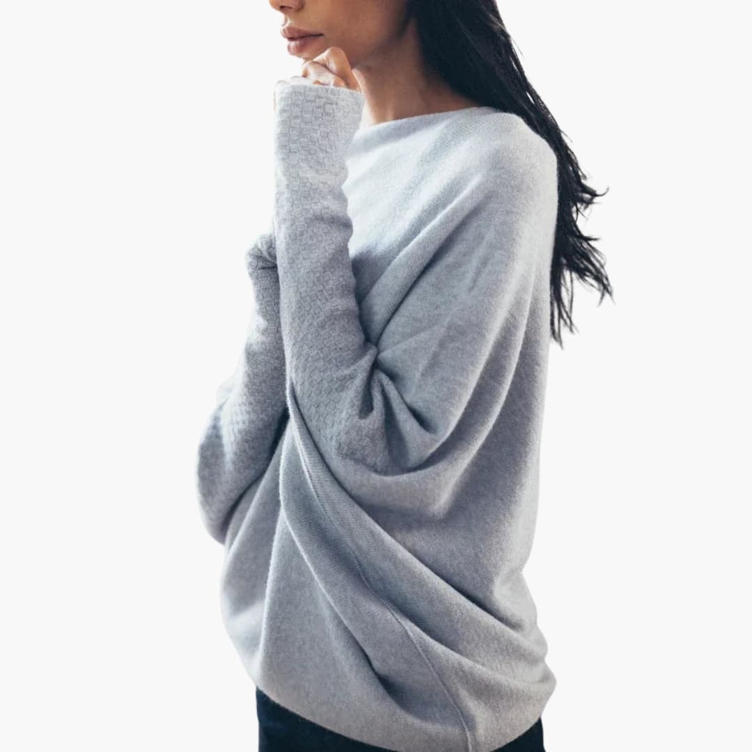 Dame-pullover med konvertibel halsudskæring