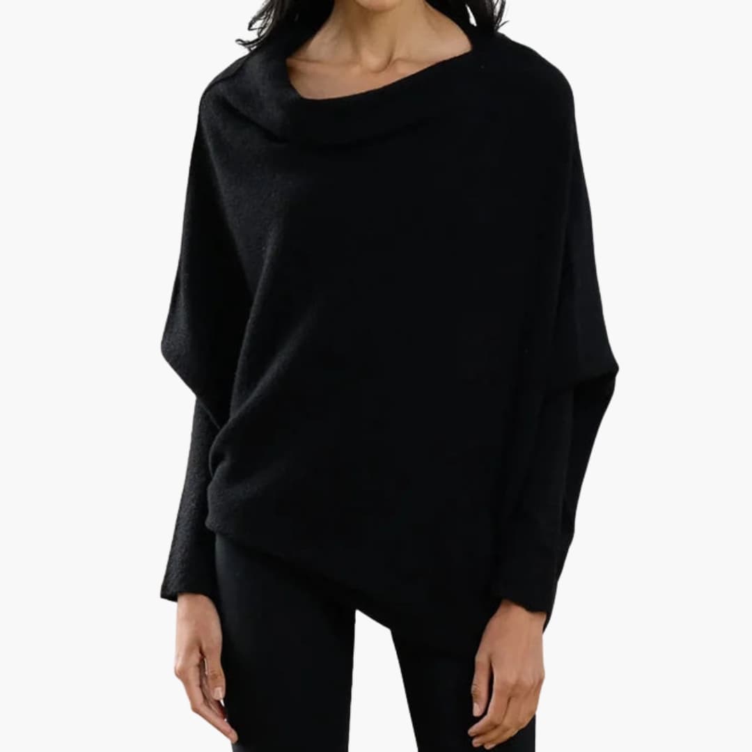 Dame-pullover med konvertibel halsudskæring
