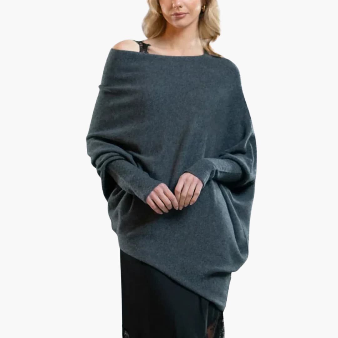 Dame-pullover med konvertibel halsudskæring