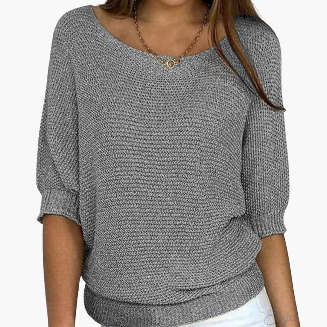 Damenpullover aus Strick mit Rundhalsausschnitt und geripptem Saum