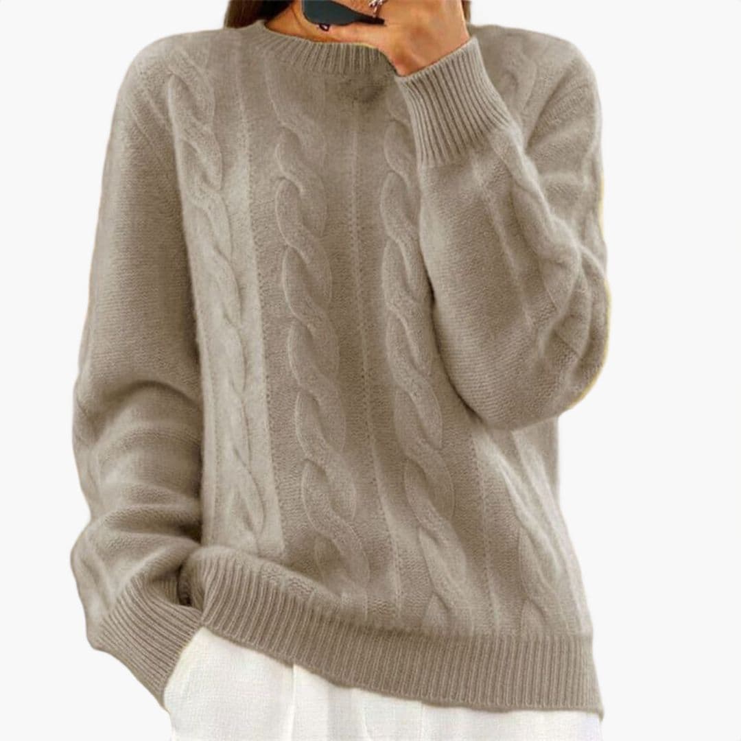 Pull femme torsadé à col rond