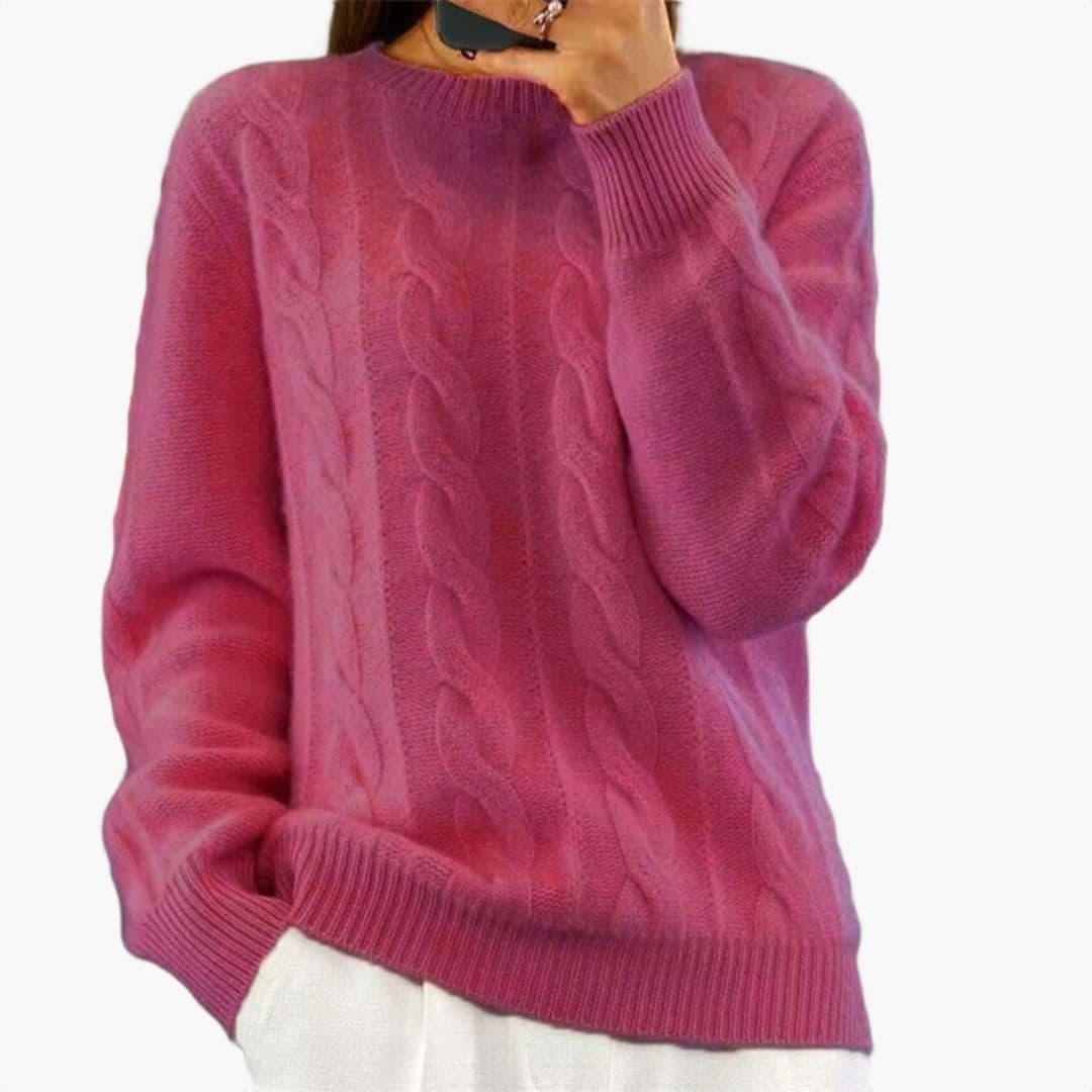 Pull femme torsadé à col rond