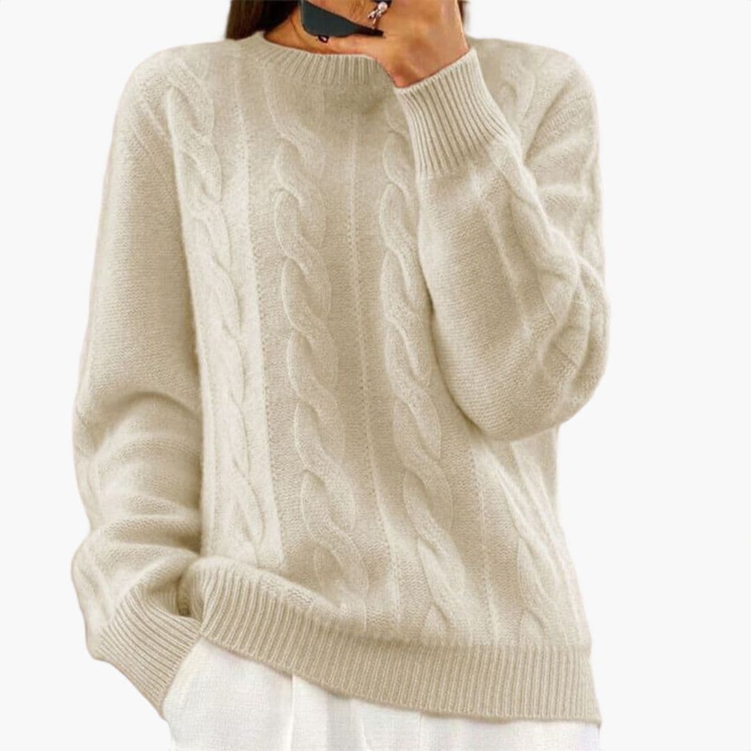 Pull femme torsadé à col rond