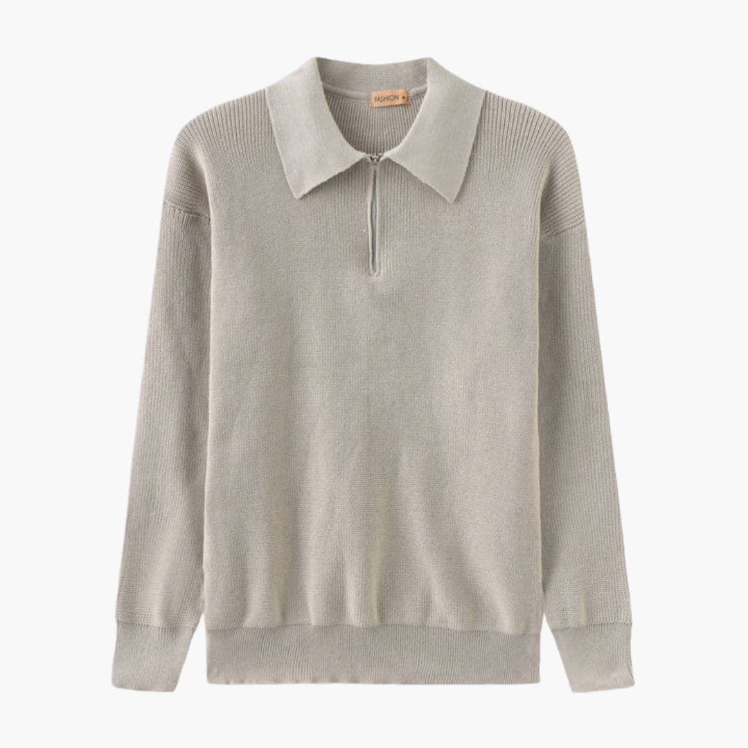 Pull homme à col mi hauteur zippé et manches longues