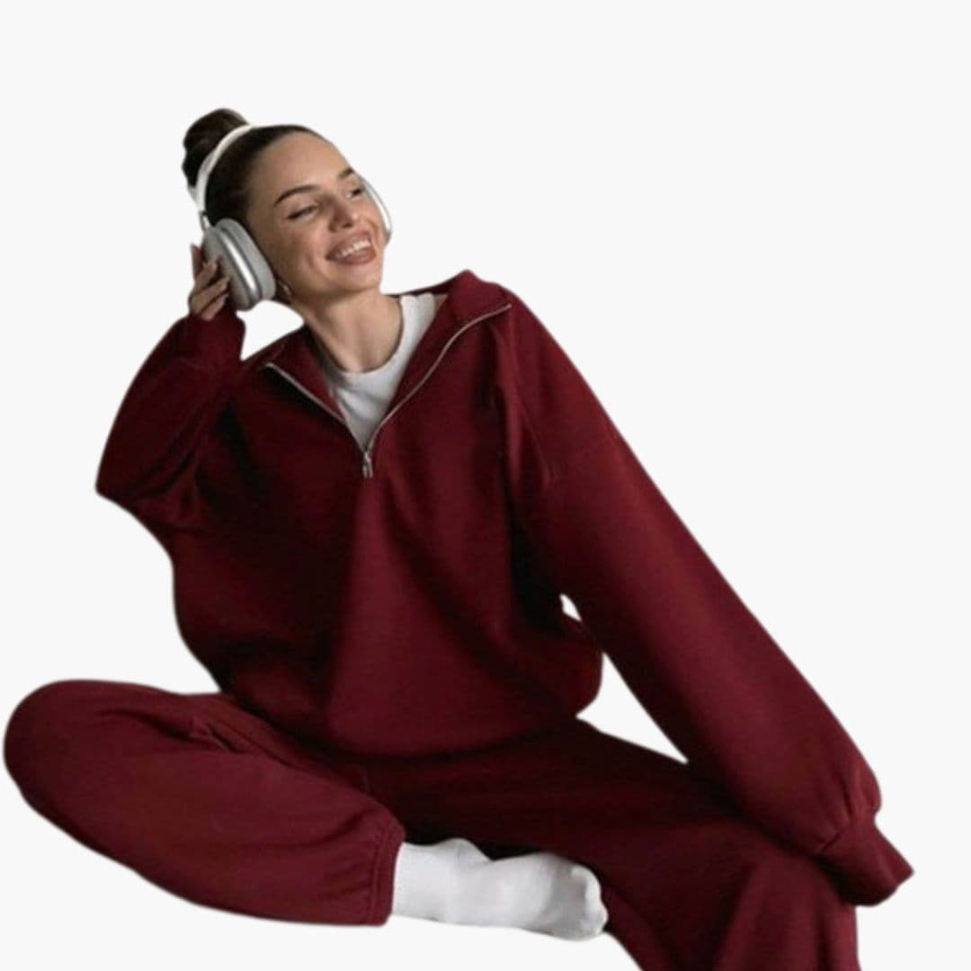 Damen-Fleece-Pullover mit Stehkragen und Reißverschluss