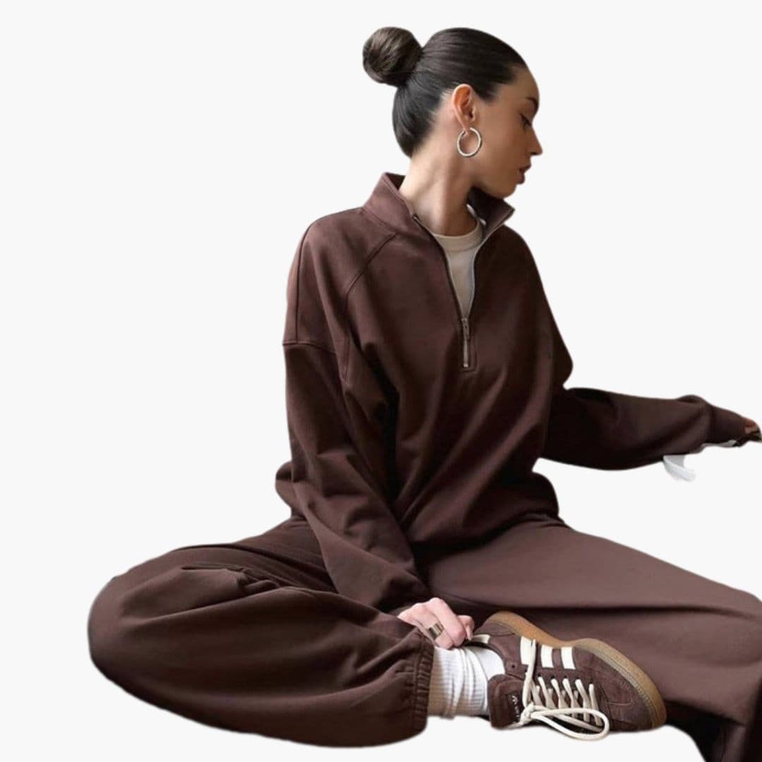 Damen-Fleece-Pullover mit Stehkragen und Reißverschluss