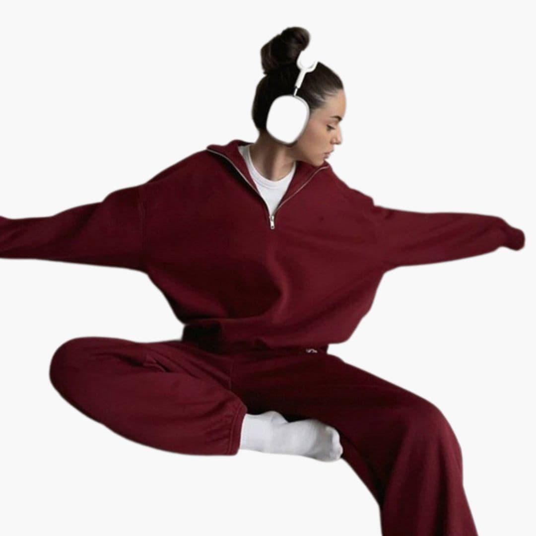 Damen-Fleece-Pullover mit Stehkragen und Reißverschluss