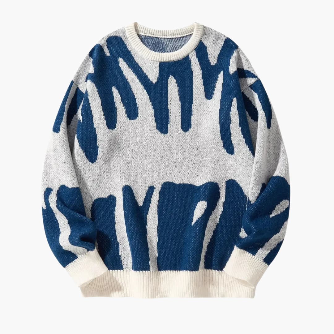 Pull pour homme avec imprimé abstrait et poignets côtelés