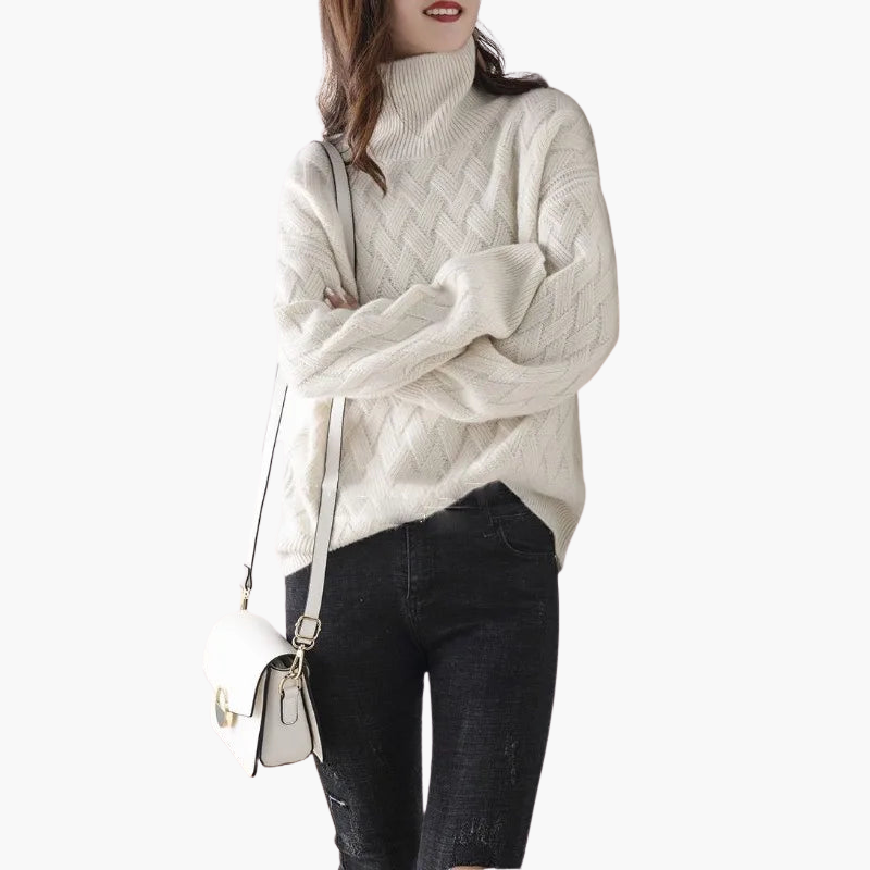 Twisted high-neck sweater for women