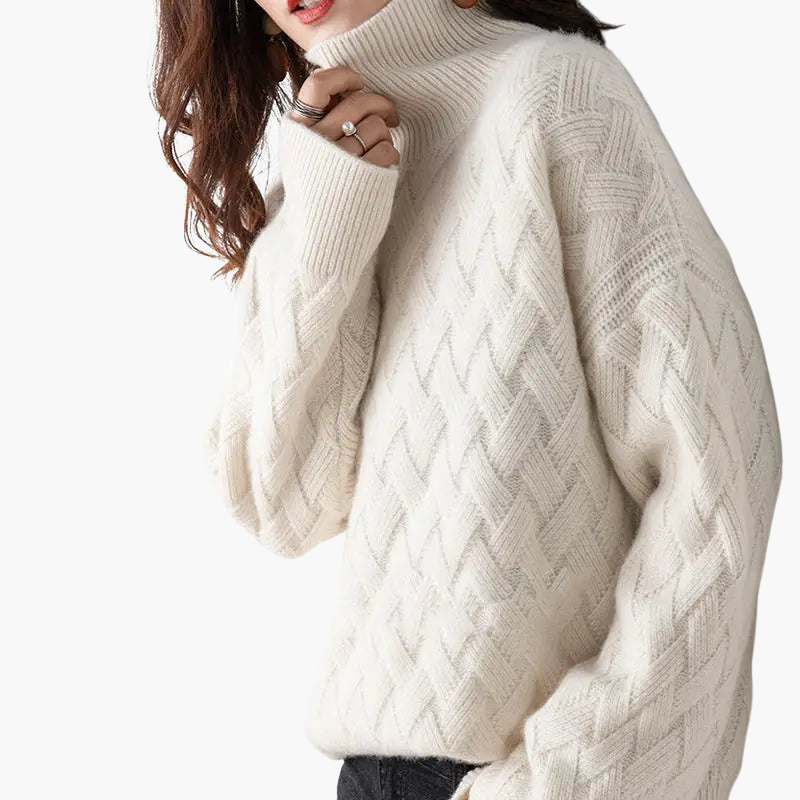 Twisted high-neck sweater for women