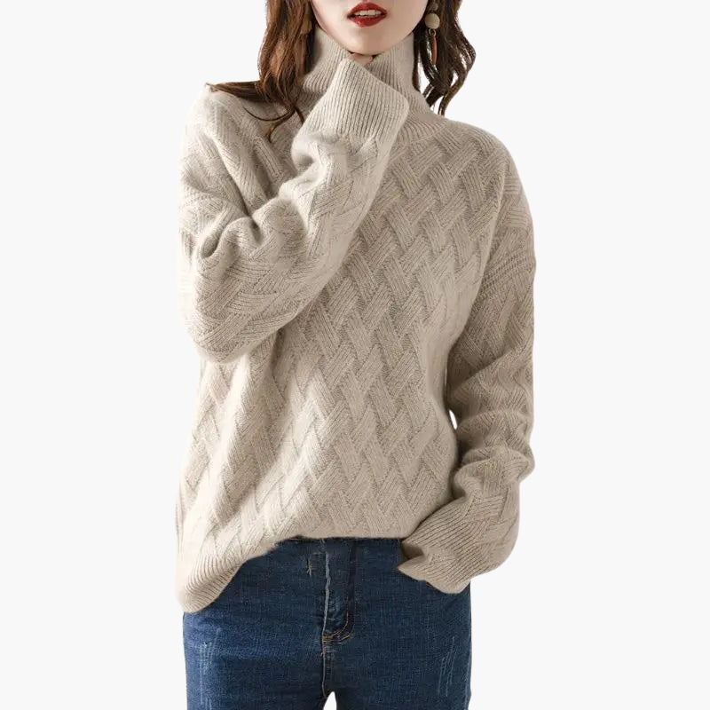 Twisted high-neck sweater for women