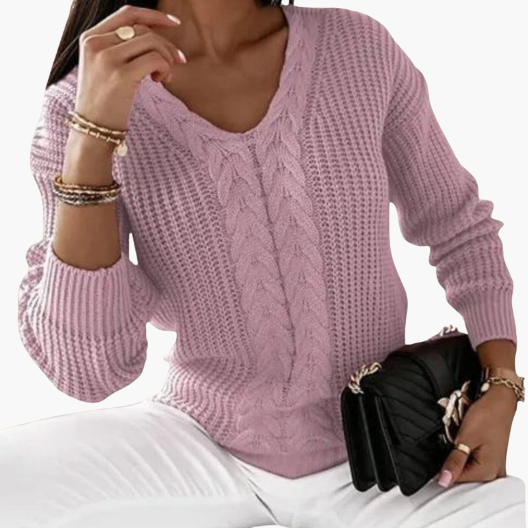 Pull tricoté à col en V pour femme
