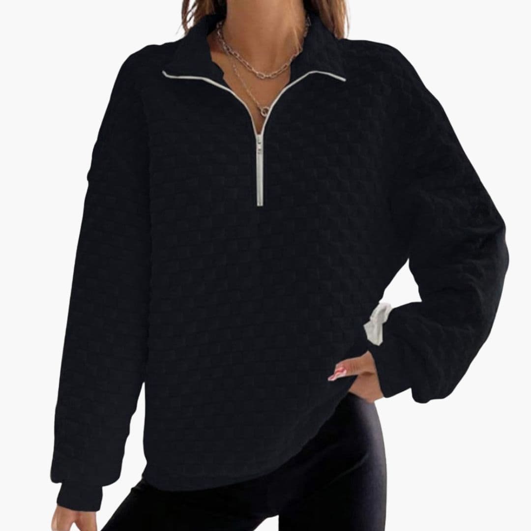 Pull zippé femme à col montant