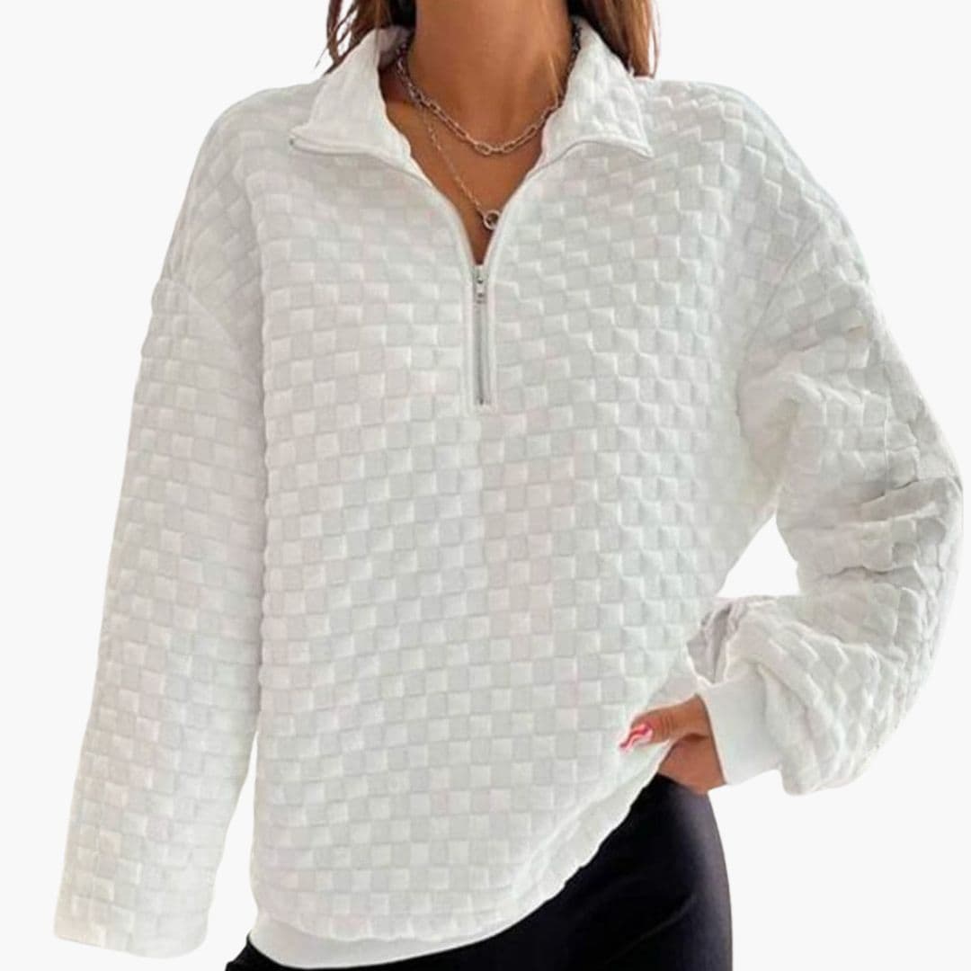 Pull zippé femme à col montant