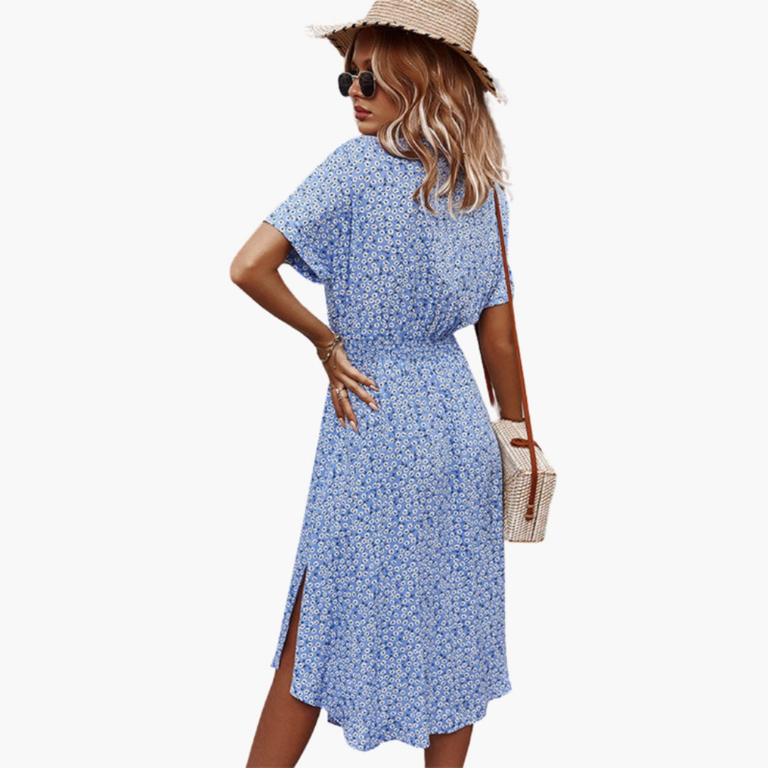 Vestido Camisero Mujer con Cuello y Cintura para Atar