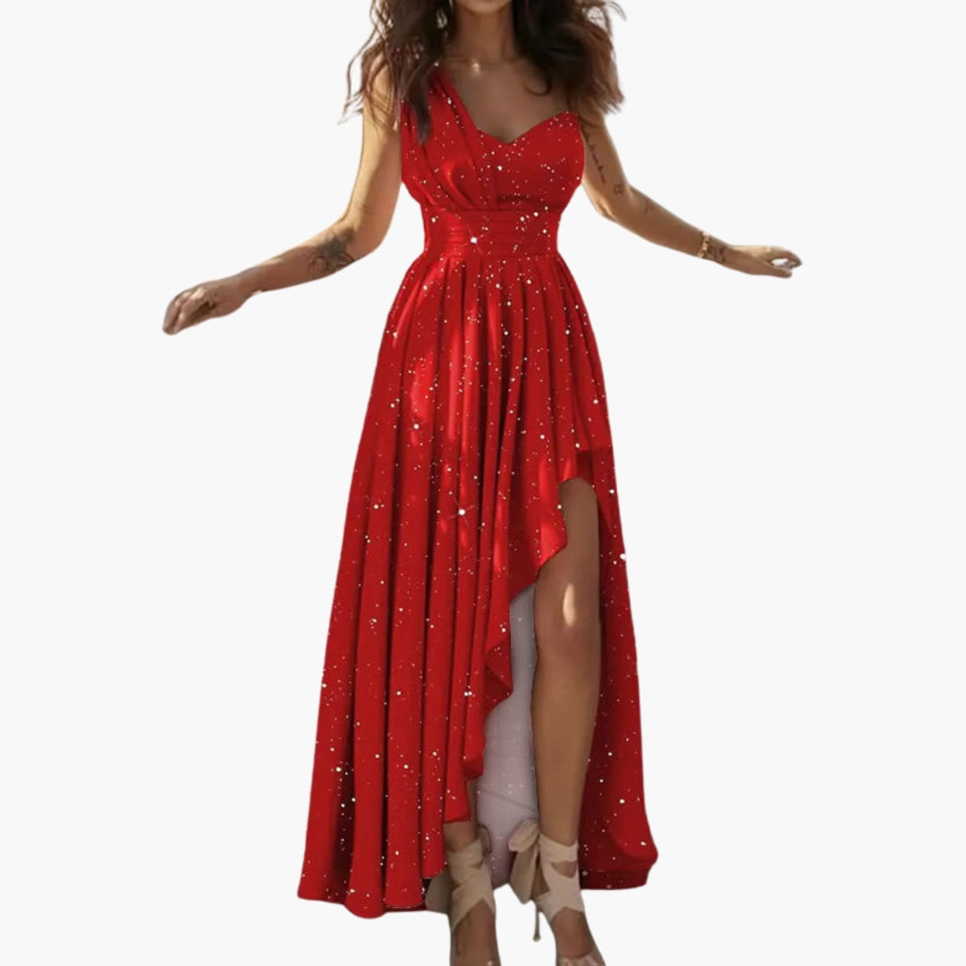 Cocktailkleid für Damen mit hohem Bund und plissiertem Rock