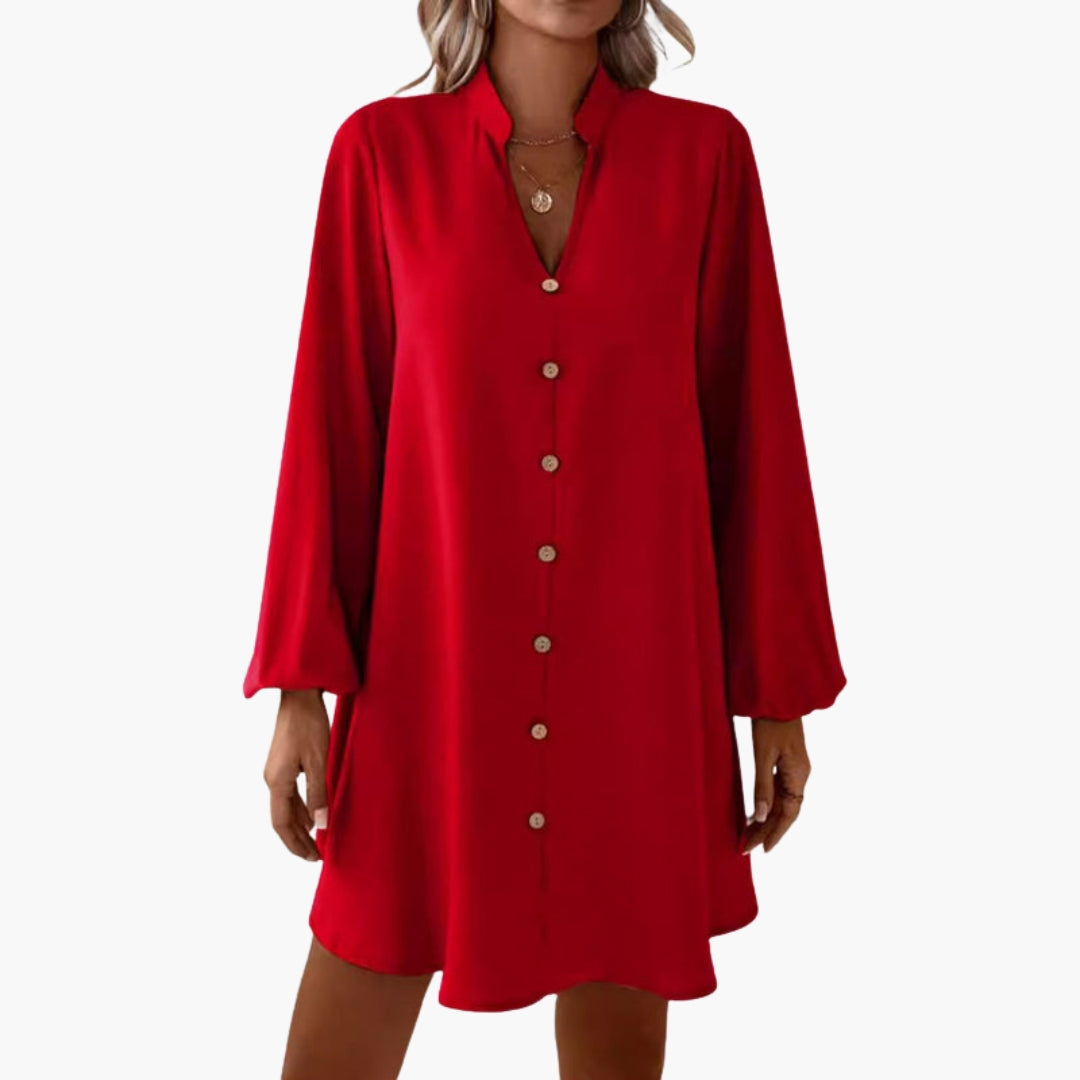 Kurzes Damenkleid mit Knopfleiste