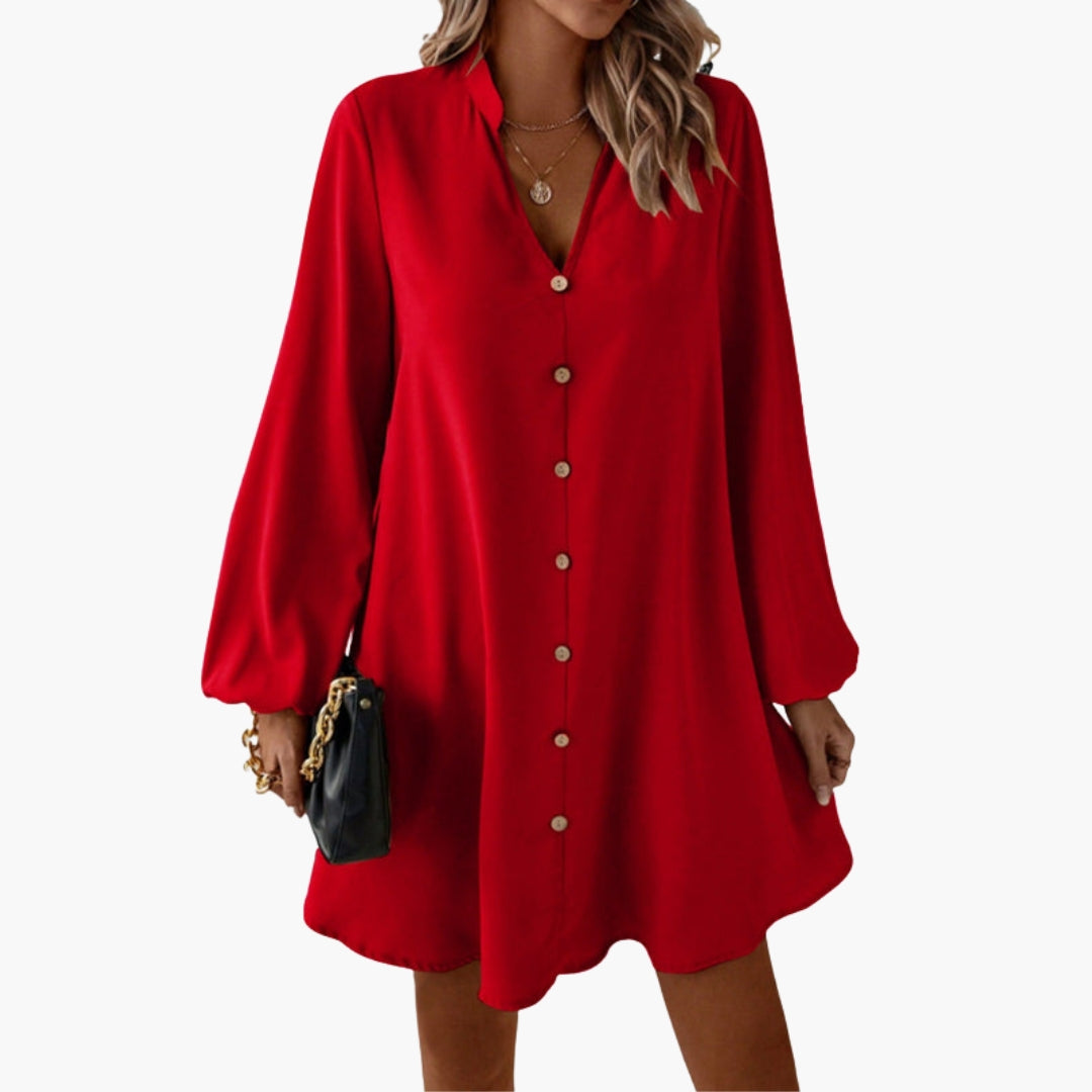 Kurzes Damenkleid mit Knopfleiste
