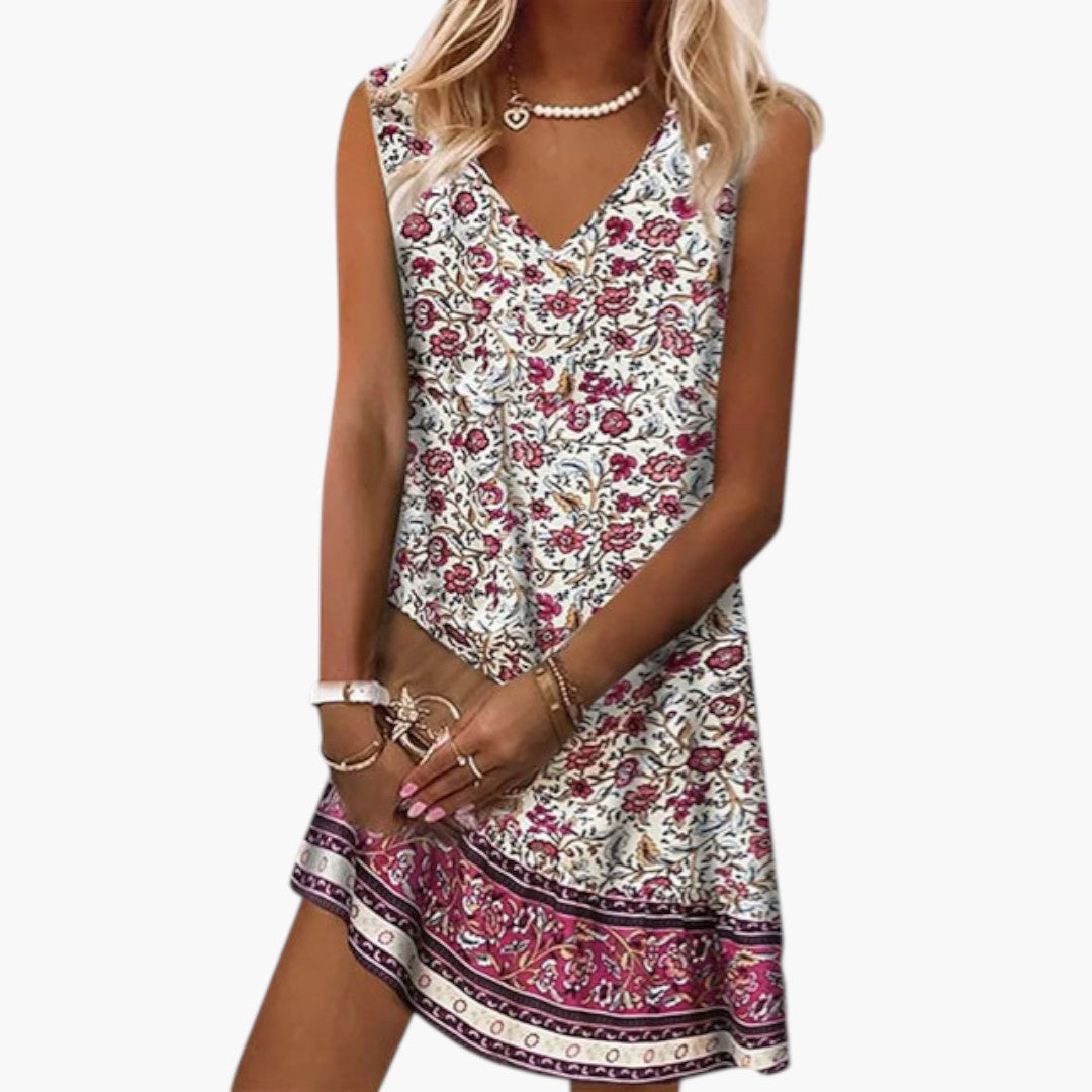 Robe Femme avec Col en V et Coupe Sans Manches