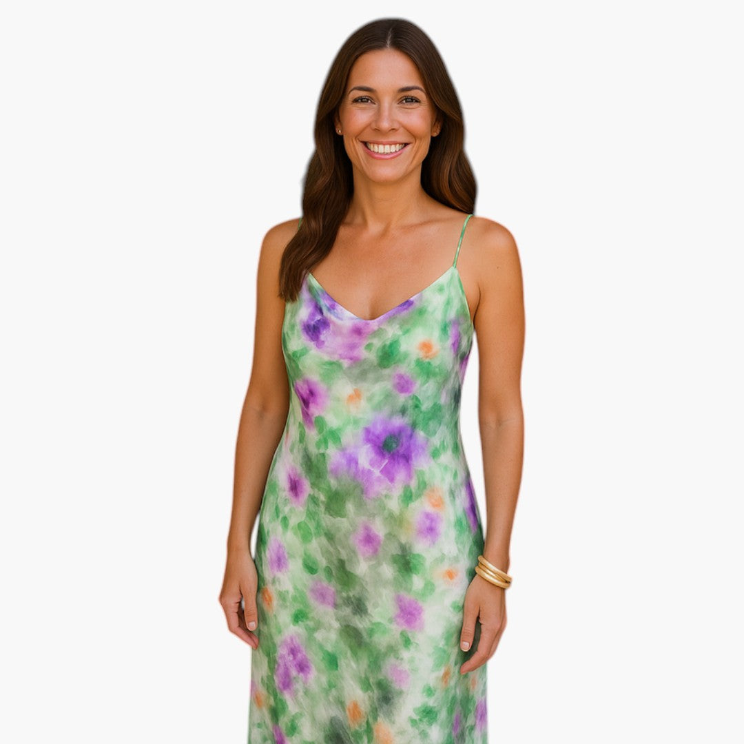 Robe Maxi Femme avec Écharpe Amovible et Coupe Ajustée