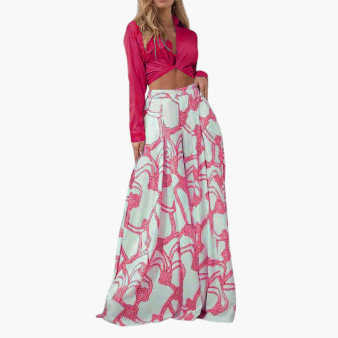 Robe Maxi Femme avec Haut Court Manches Longues
