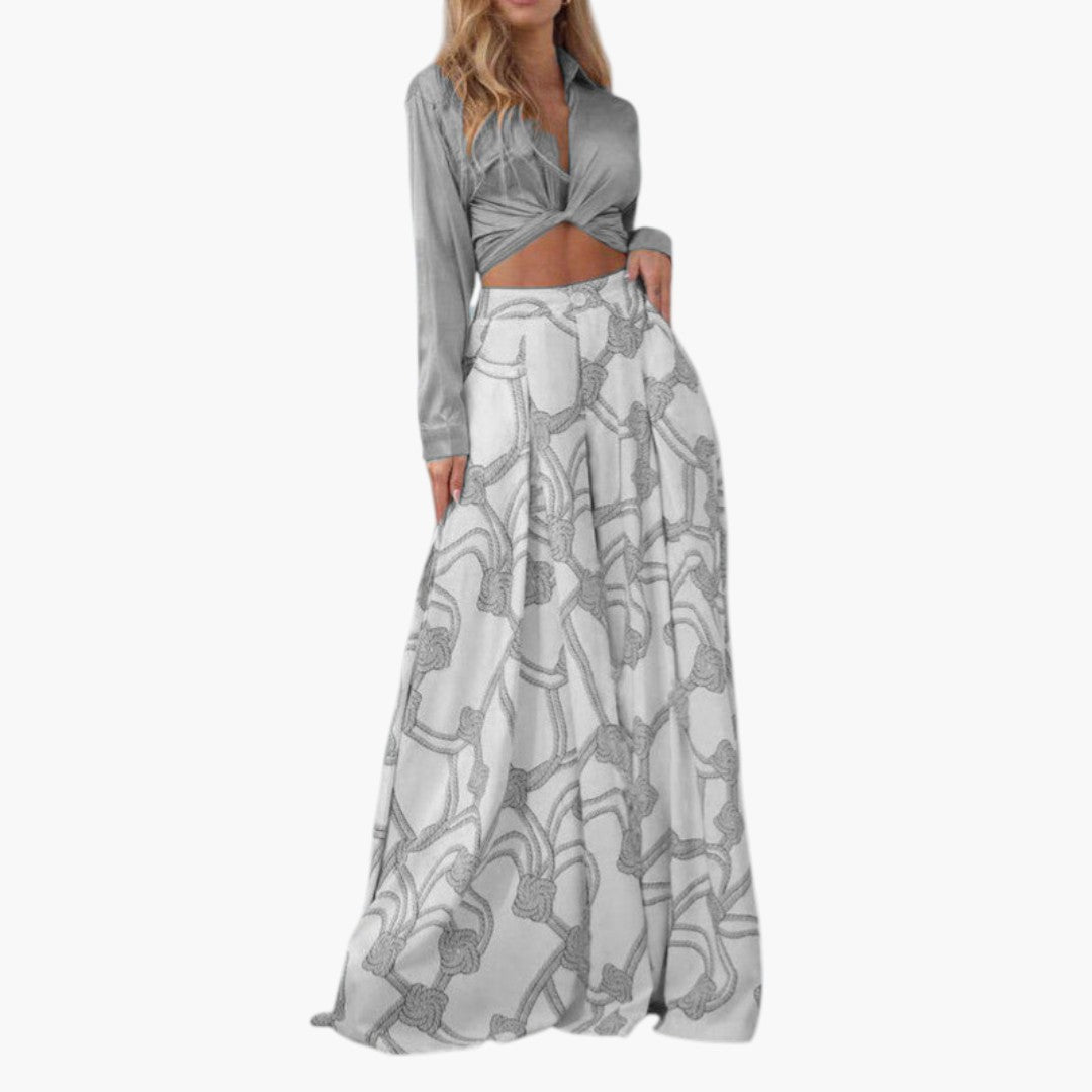 Robe Maxi Femme avec Haut Court Manches Longues