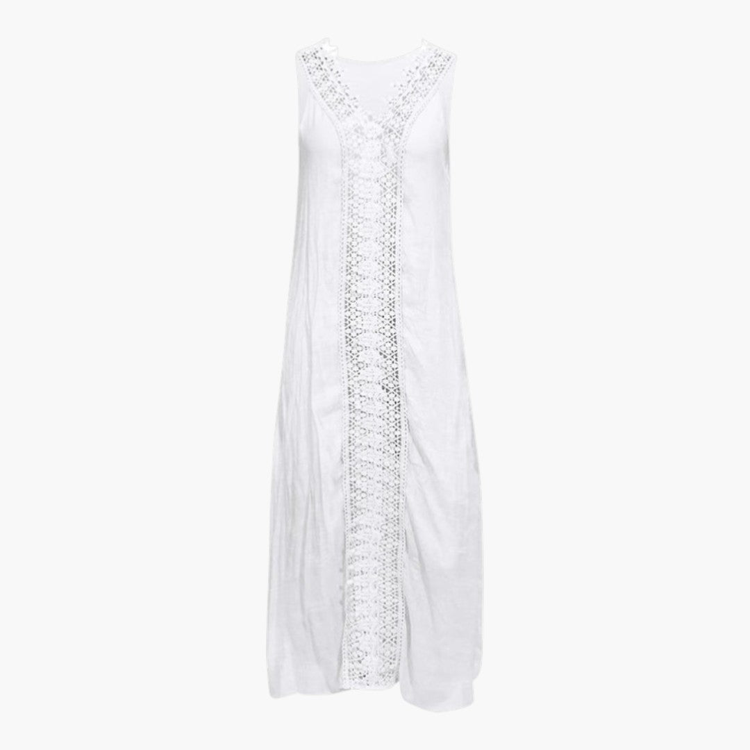 Robe Maxi de Plage Femme avec Panneau Dentelle