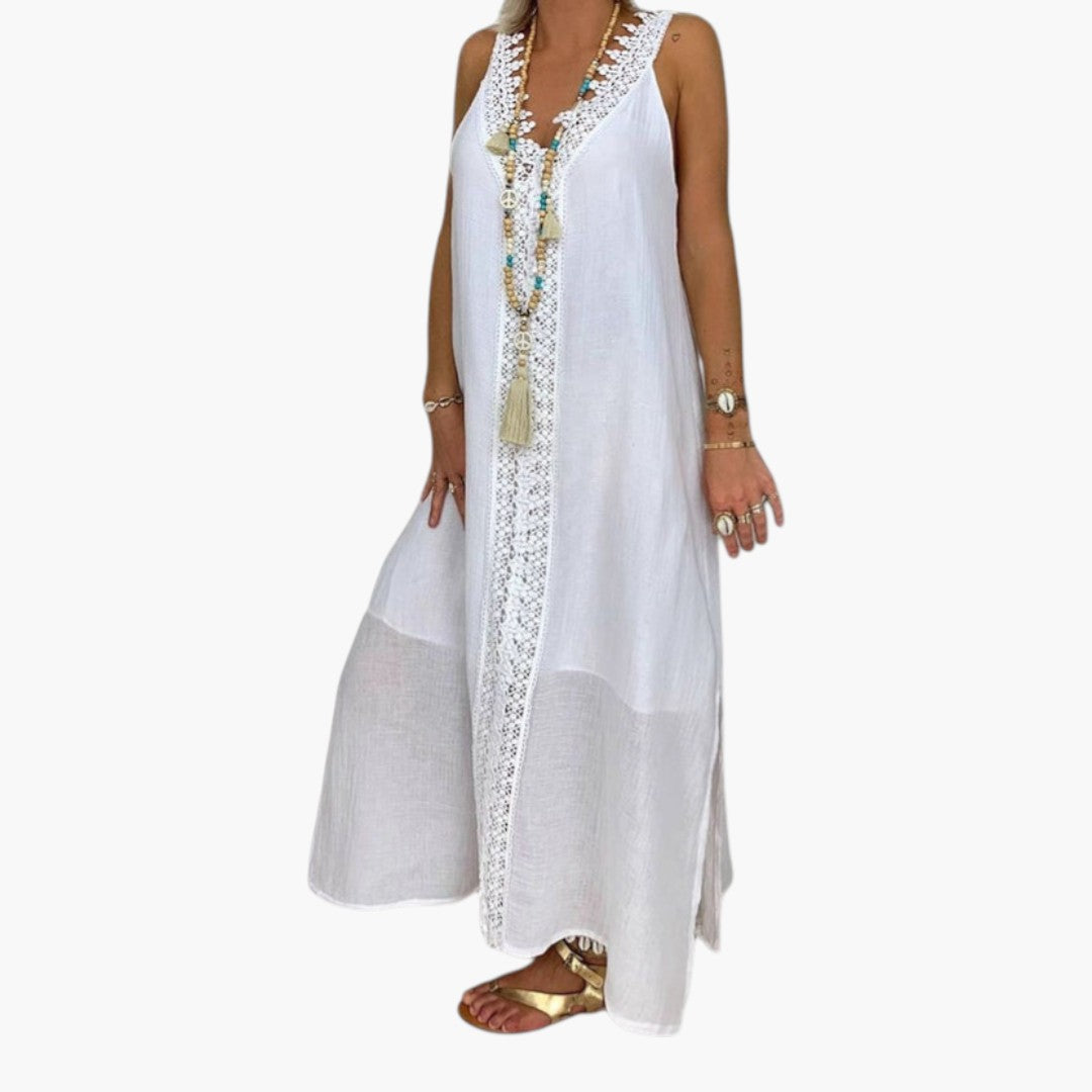 Robe Maxi de Plage Femme avec Panneau Dentelle