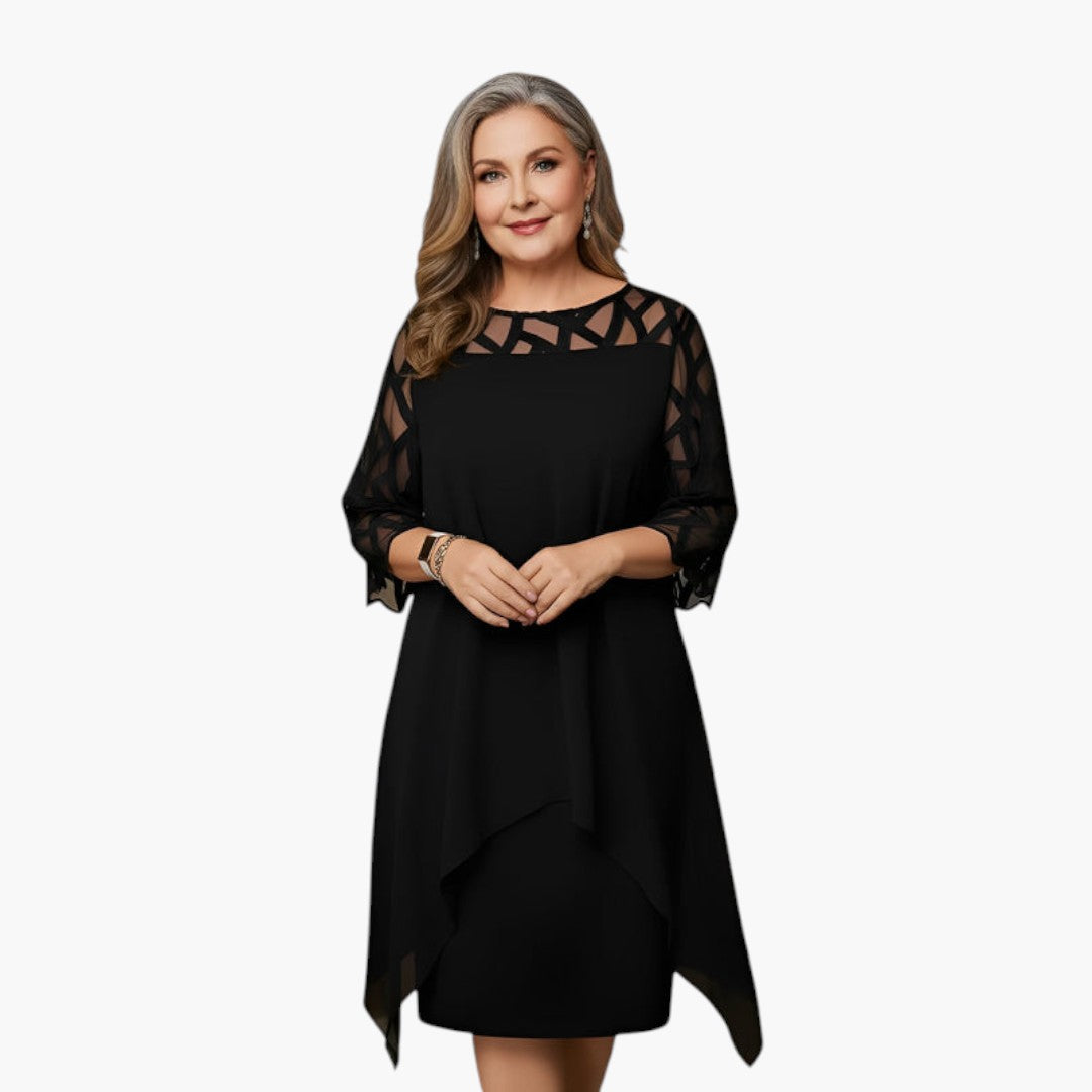Vestido Midi Mujer con Escote Ajustado y Cintura Regulable