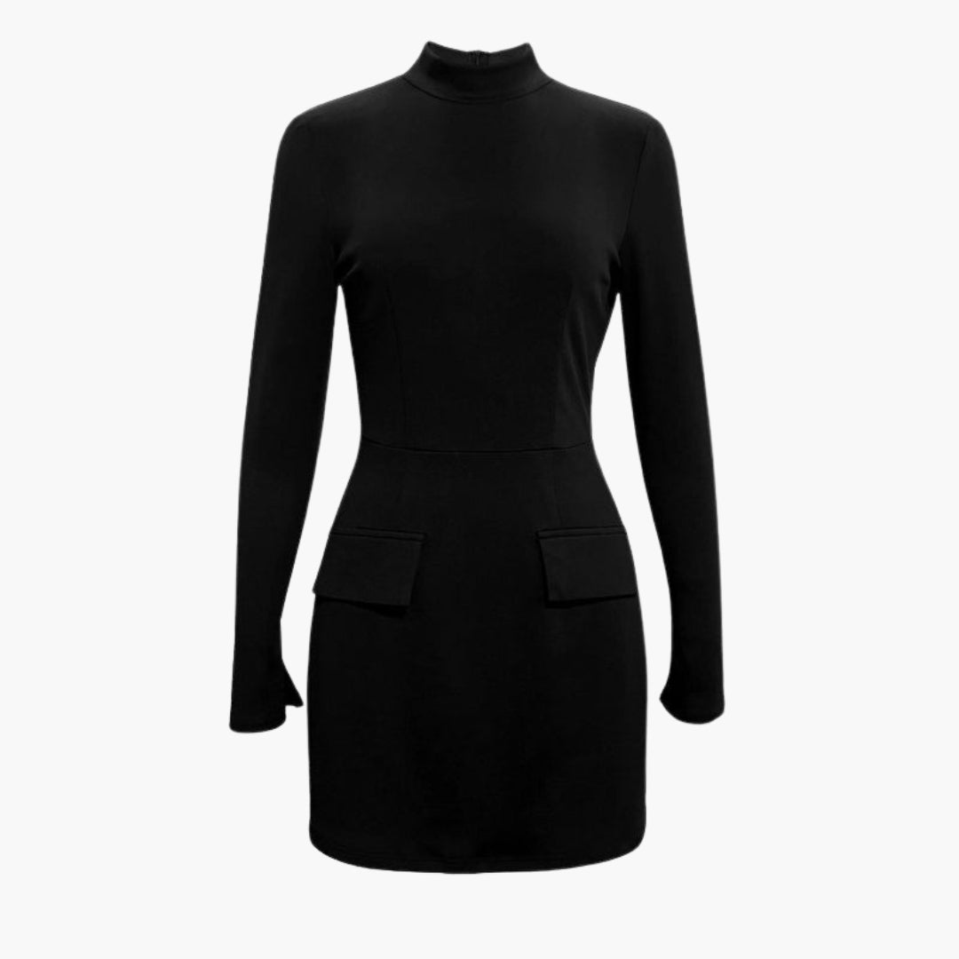 Women's Short Dress with Fitted Cut and Loose Sleeves