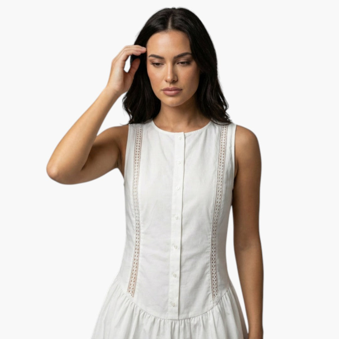 Robe Mini Femme avec Boutons sur le Devant