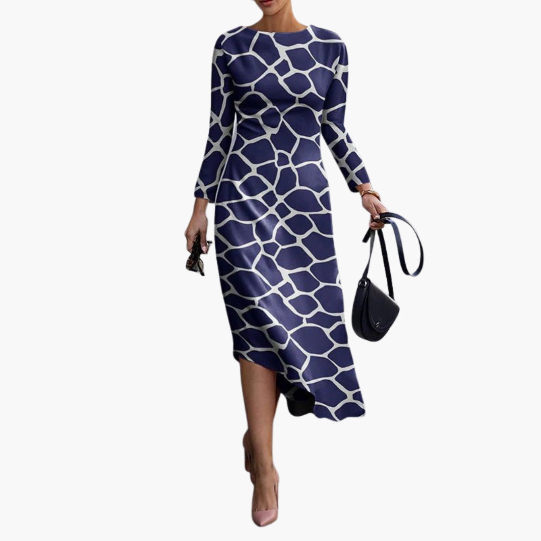 Damenlangarmkleid mit Allover-Print