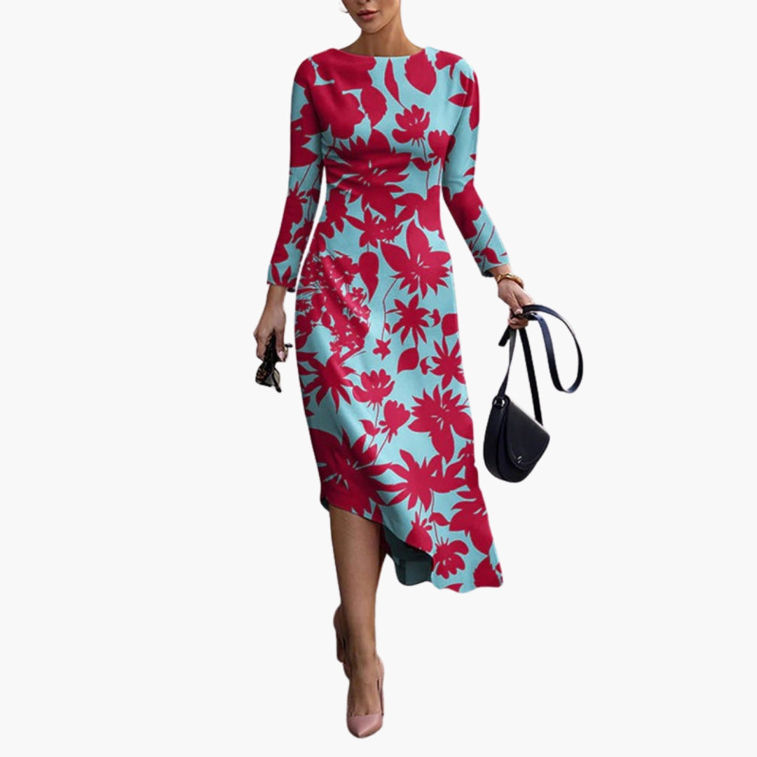 Damenlangarmkleid mit Allover-Print