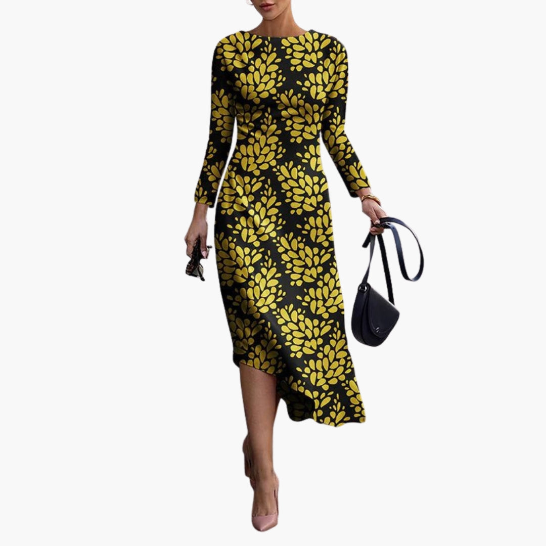 Damenlangarmkleid mit Allover-Print