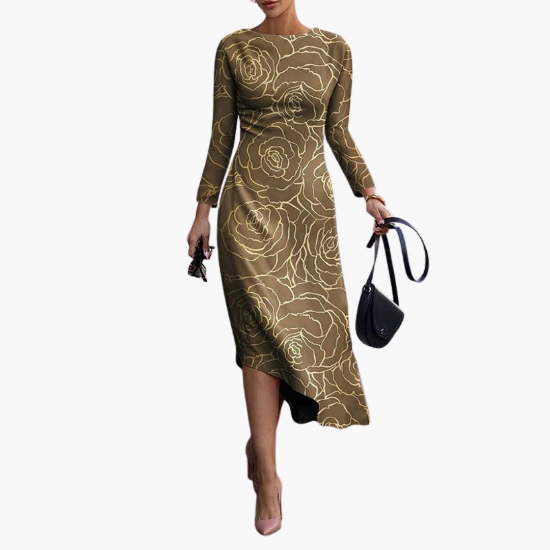 Damenlangarmkleid mit Allover-Print