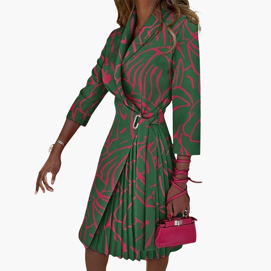 Vestido blazer para mujer con cuello de muesca y falda plisada
