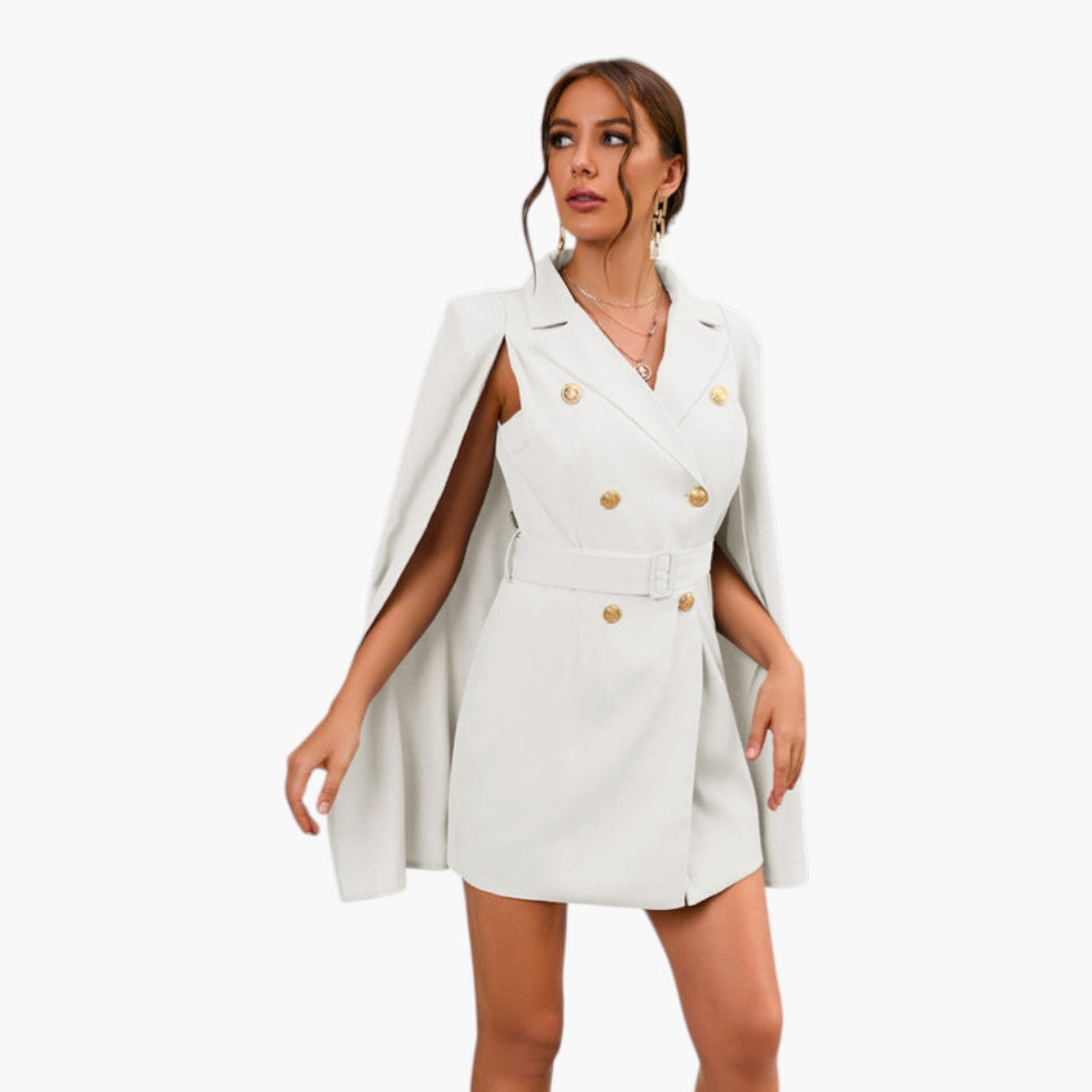 Robe blazer femme mini avec cape et ceinture