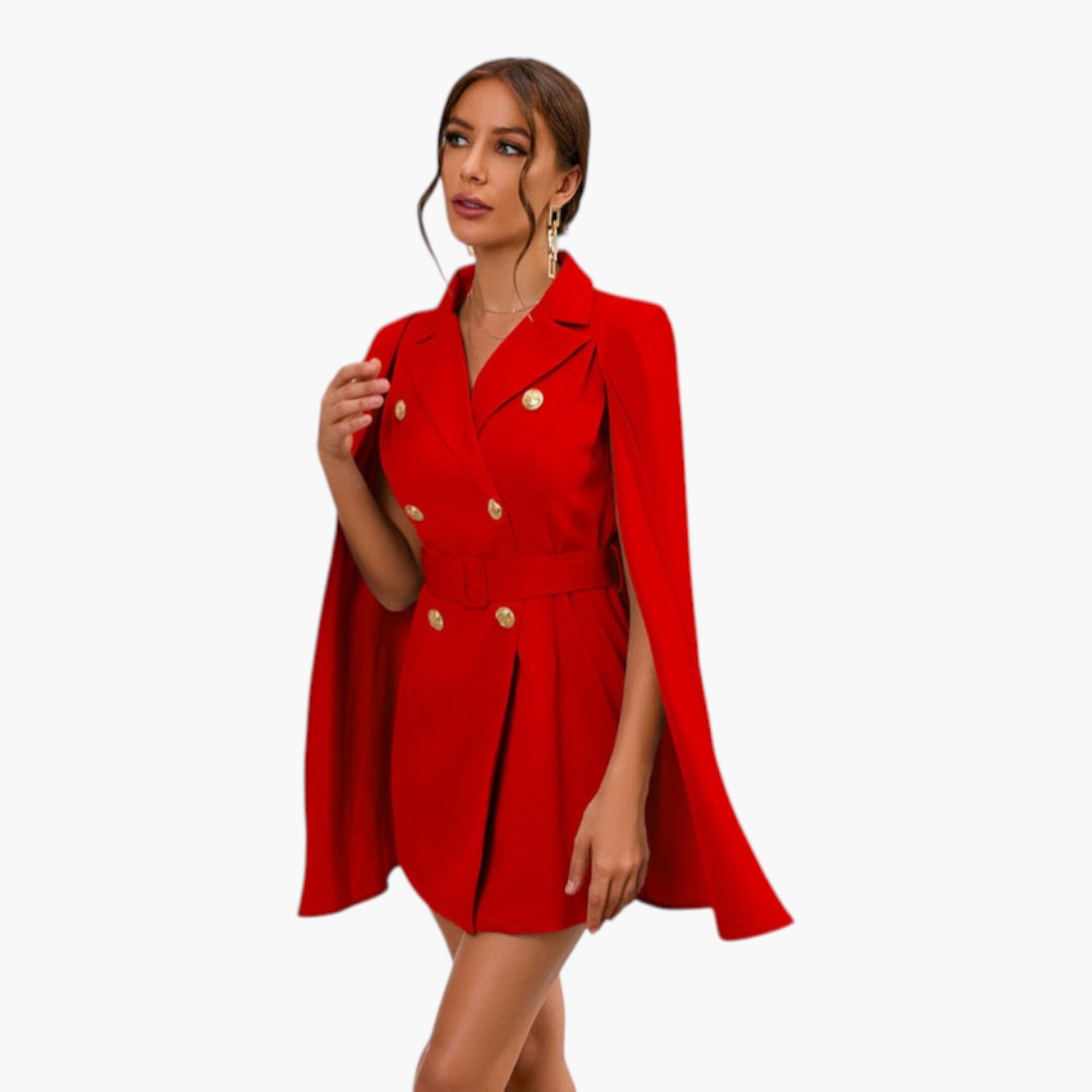 Robe blazer femme mini avec cape et ceinture