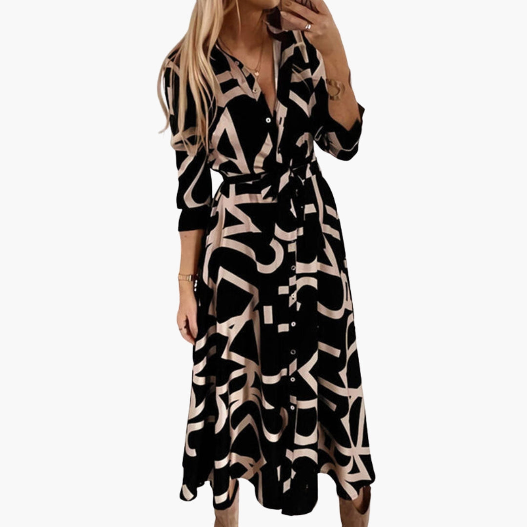Robe chemise femme à motif géométrique