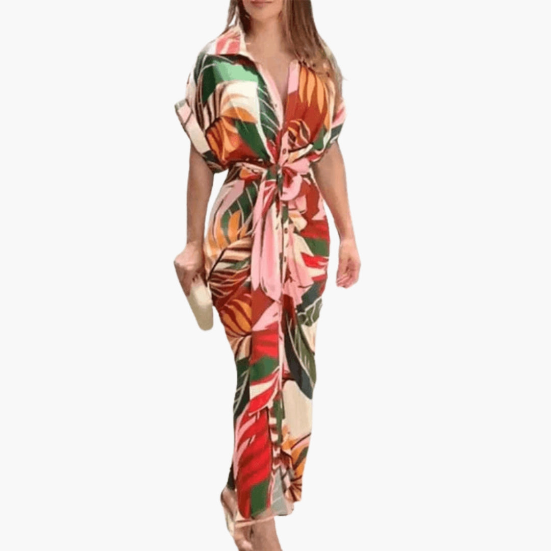 Vestido camisa para mujer con cinturón y abotonadura frontal