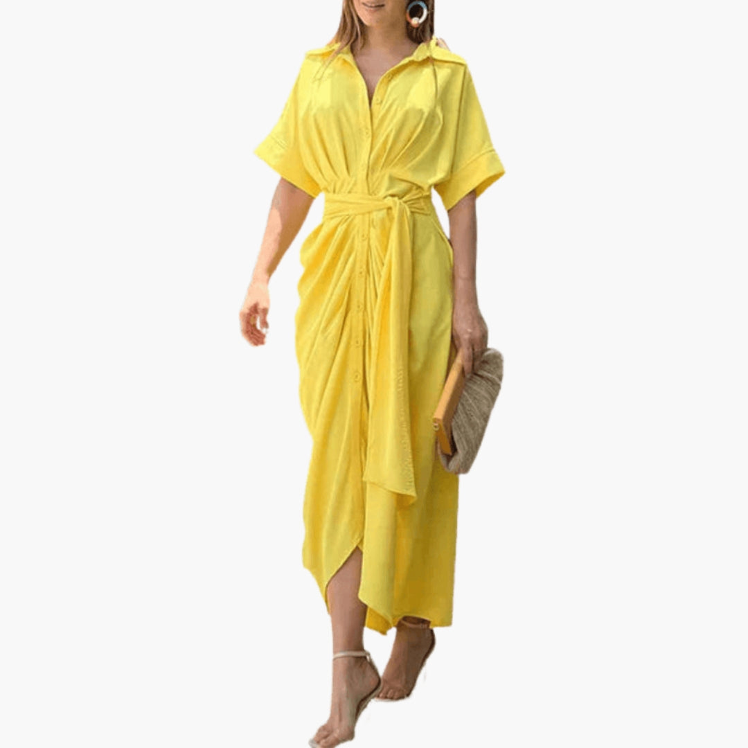 Vestido camisa para mujer con cinturón y abotonadura frontal