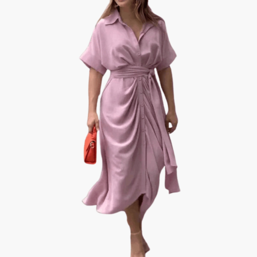 Vestido camisa para mujer con cinturón y abotonadura frontal