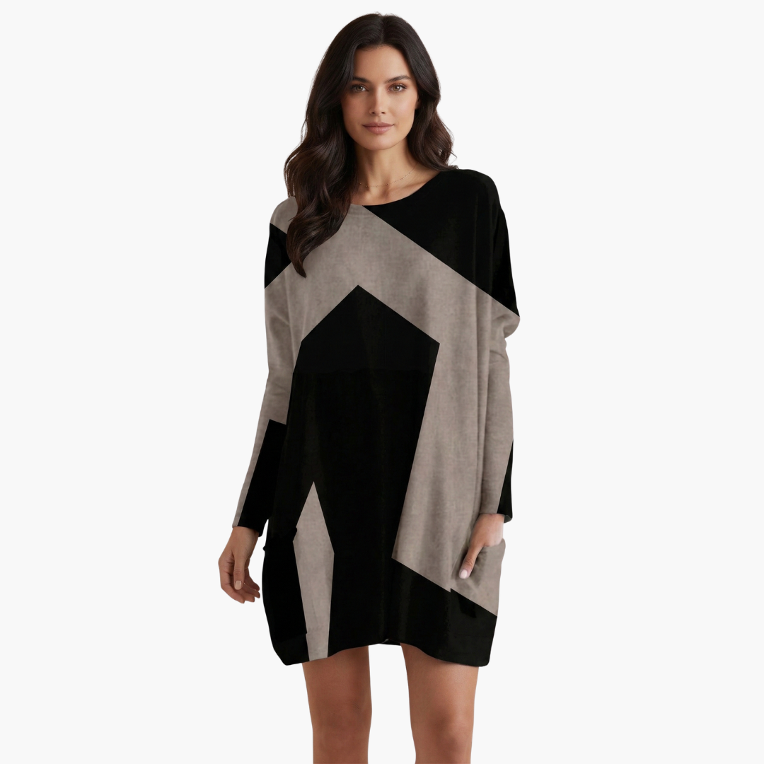 Robe courte pour femme à encolure en V et motif géométrique