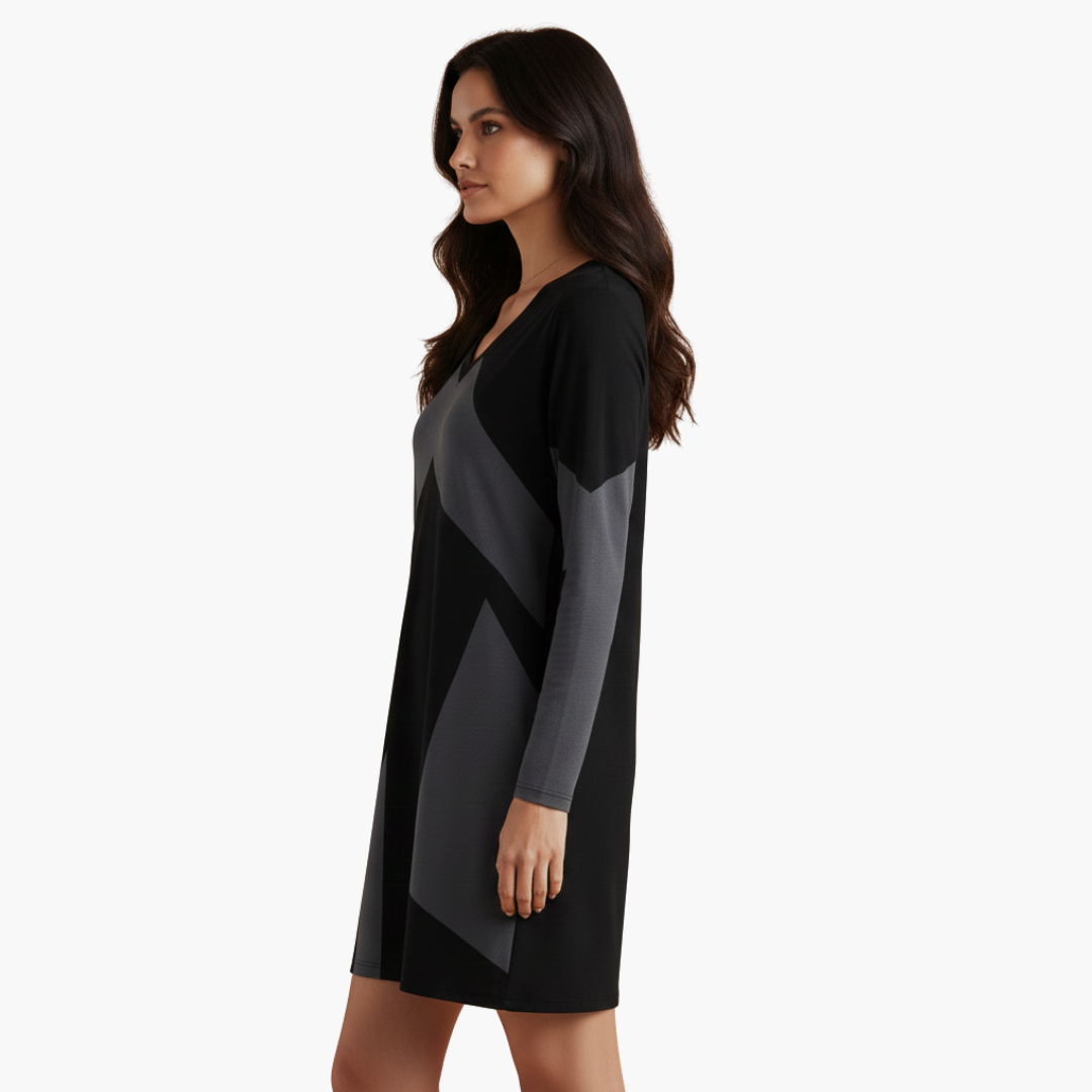 Robe courte pour femme à encolure en V et motif géométrique